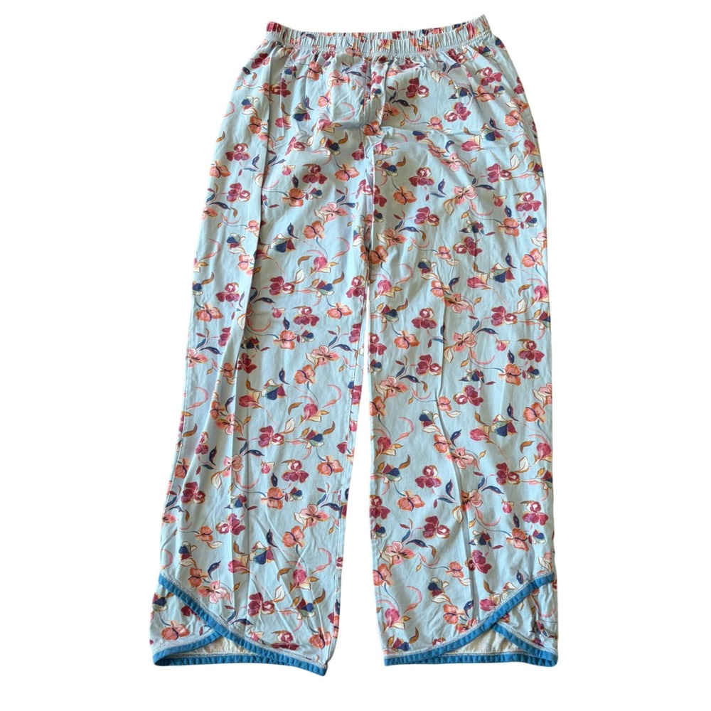 Garnet Hill  100% Organic Cotton Floral Pajama Set Size Large Lounge Two Piece - Picture 4 of 6